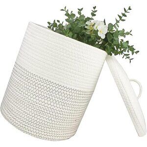 Yimi's Dream Woven Basket with Lid, Decorative Rope Storage Baskets for